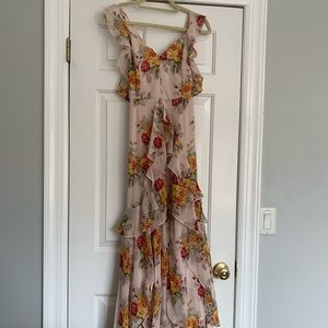 ASOS maxi dress with ruffle detail and tie back